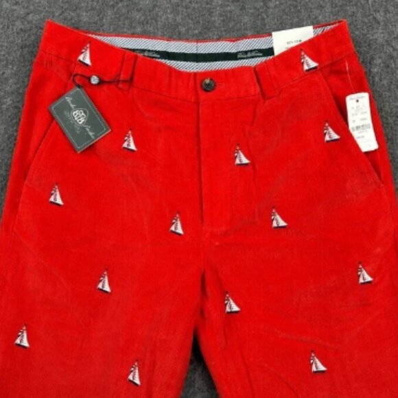 Brooks Brothers Country Club Pants Mens 33x32 Red Sailboat Corduroy Trousers NEW - Picture 4 of 12